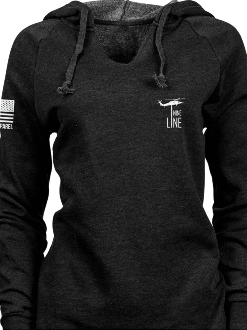Nine Line Medical Nurse Flag V Neck Hoodie Black M